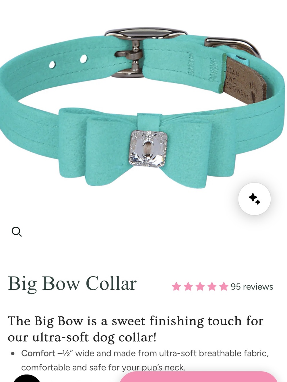 Susan Lanci Big Bow Collar Crystal Tiffi Blue Small
